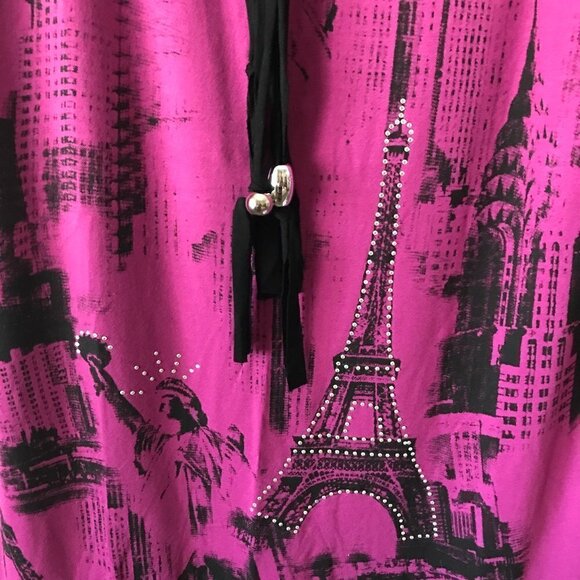 NWOT - Jinying V-Neck Eiffel Tower Blouse with Raglan Sleeves - Picture 2 of 9